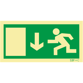 Sinal de emerg�ncia sa�da para baixo - PVC Fotoluminescente - PVC Opaco - Vinil - Alum�nio image