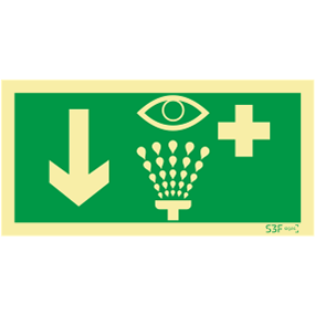 Sinal de emerg�ncia lava-olhos para baixo - PVC Fotoluminescente - PVC Opaco - Vinil - Alum�nio image